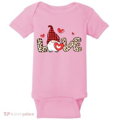 Love Gnome Valentines Day Baby Bodysuit