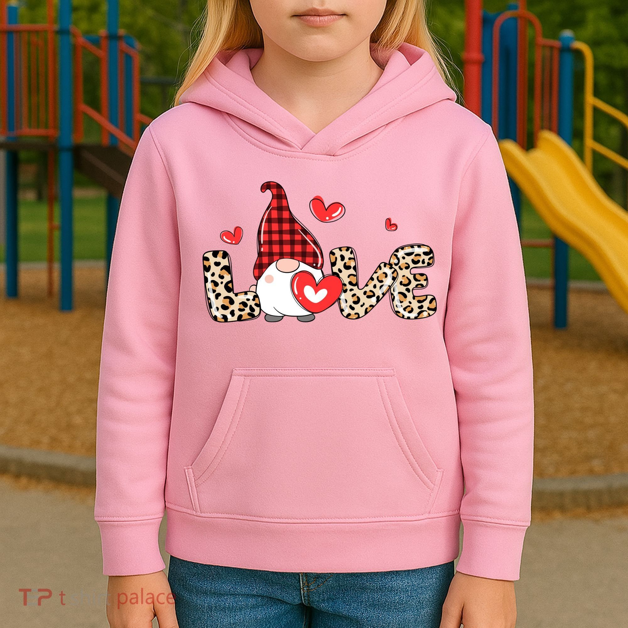 Love Gnome Valentines Day Kids Hoodie