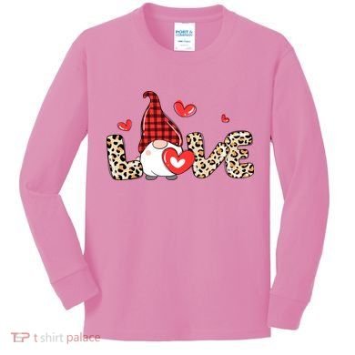 Love Gnome Valentines Day Kids Long Sleeve Shirt