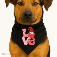 Love Gnome Valentines Day Cute Gift USA-Made Doggie Bandana thumb 1