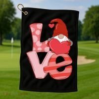 Love Gnome Valentines Day Cute Gift Golf Towel thumb 1