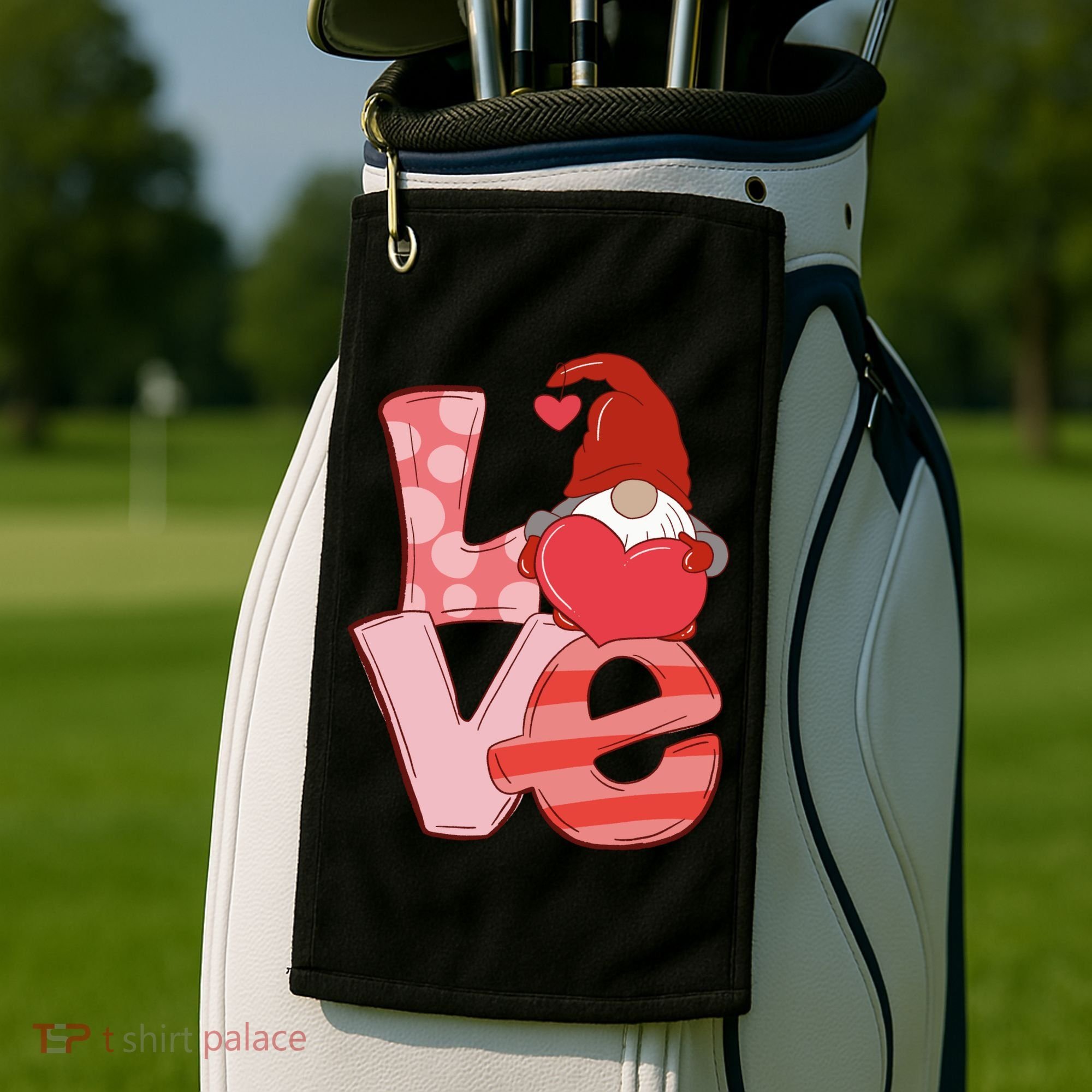 Love Gnome Valentines Day Cute Gift Golf Towel