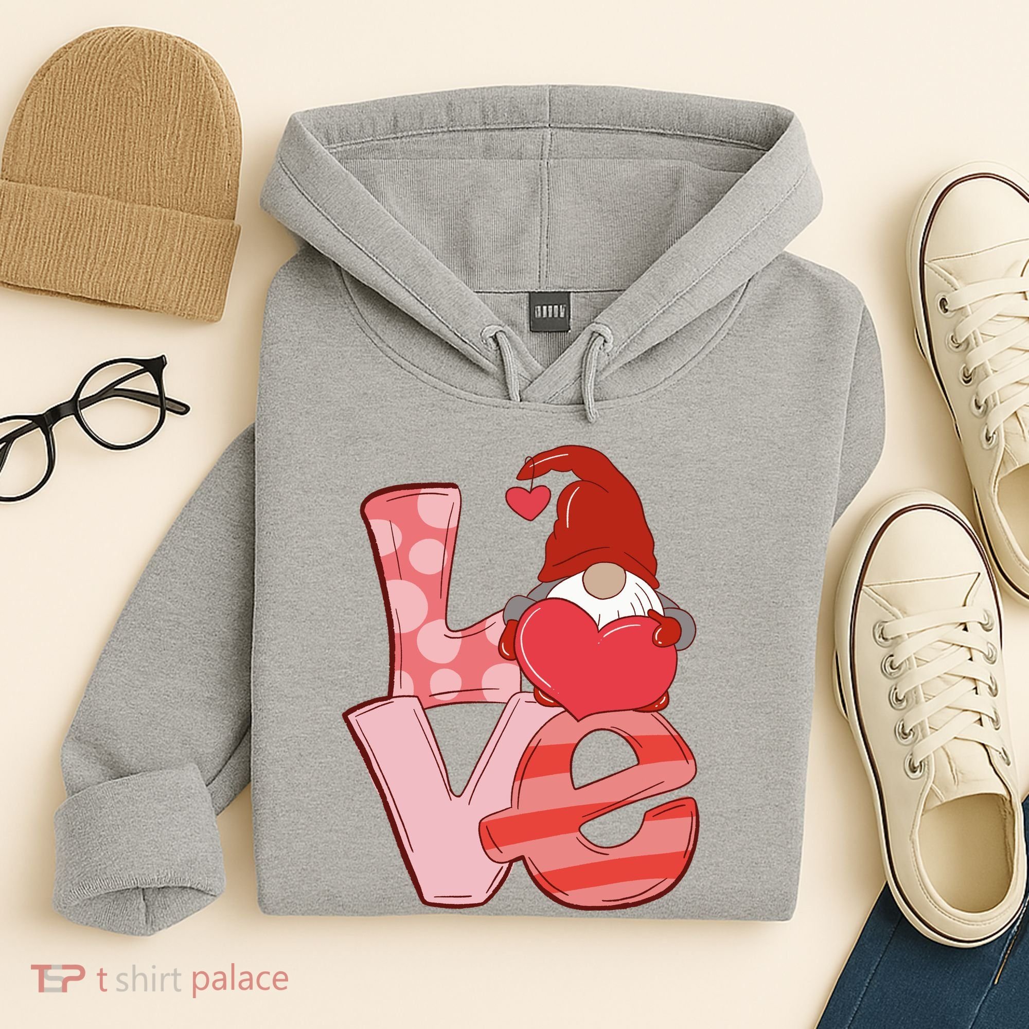 Love Gnome Valentines Day Cute Gift Hoodie