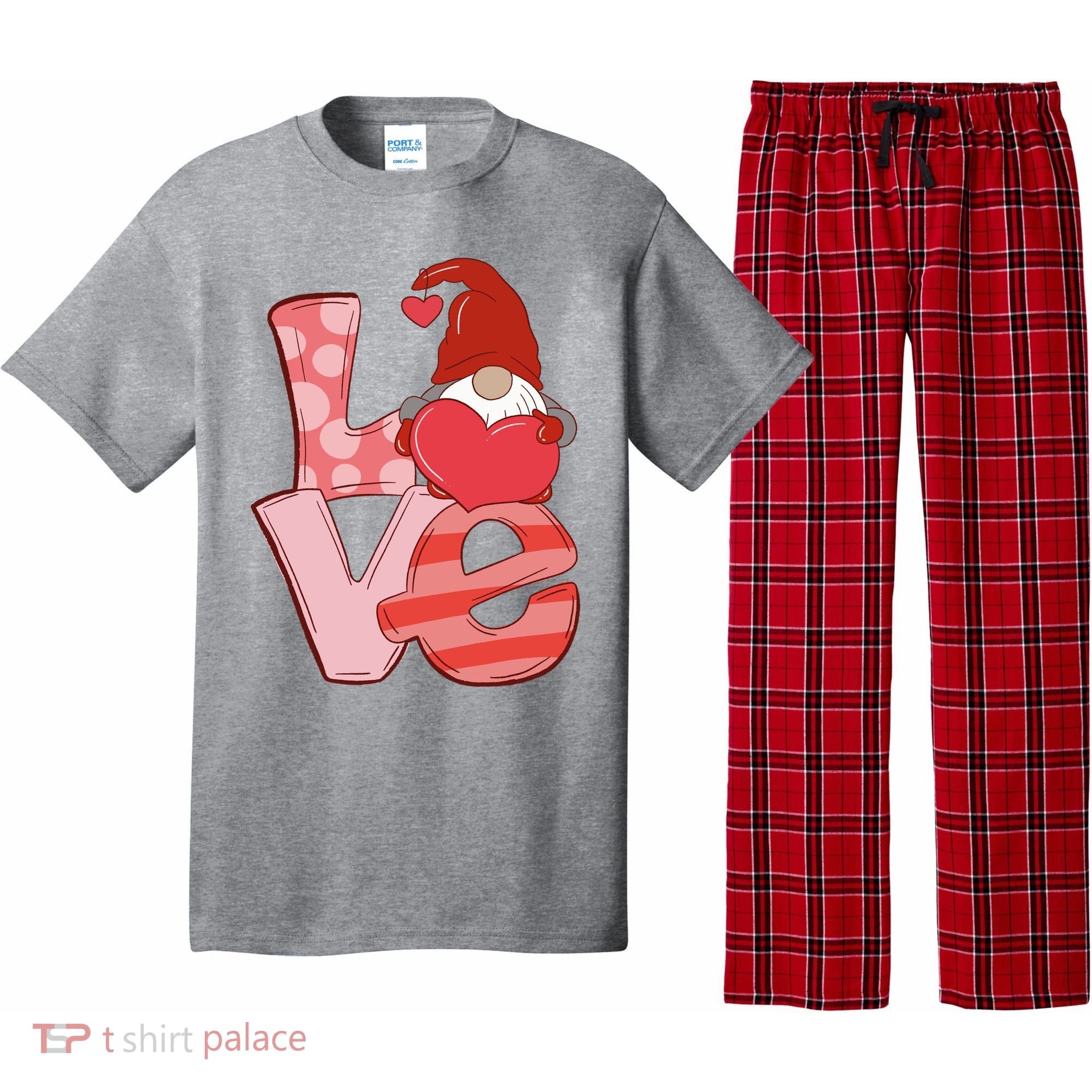 Love Gnome Valentines Day Cute Gift Pajama Set