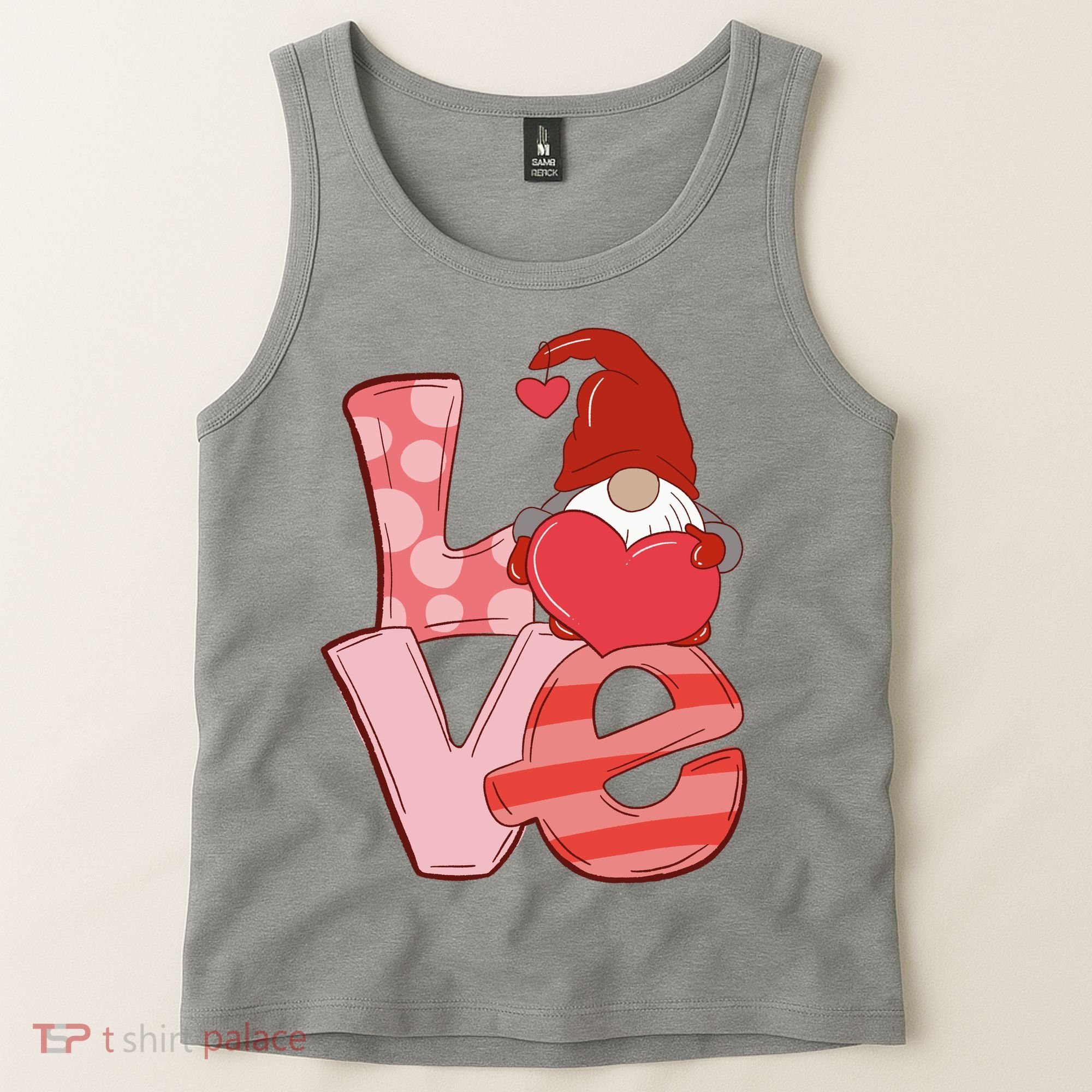 Love Gnome Valentines Day Cute Gift Tank Top