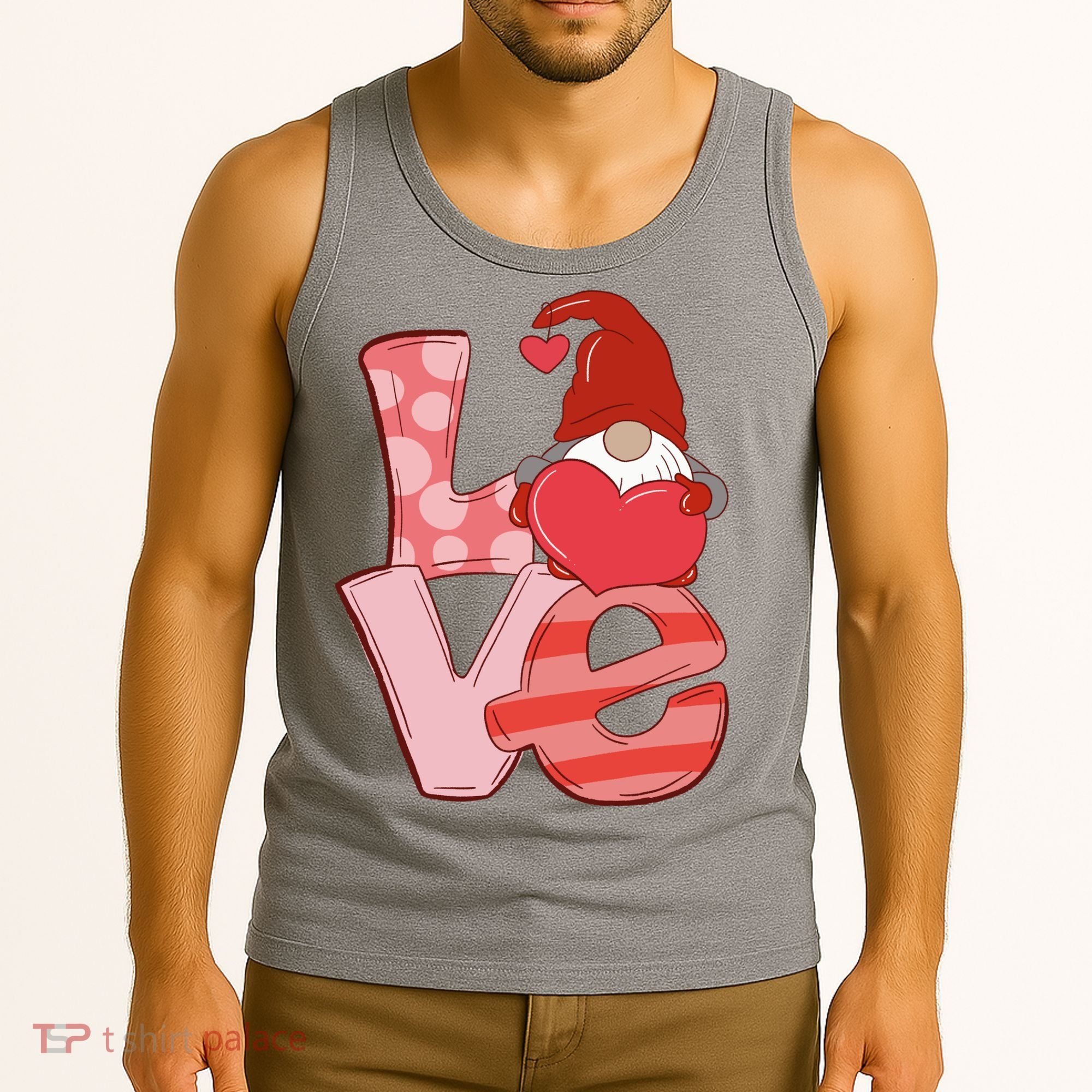 Love Gnome Valentines Day Cute Gift Tank Top