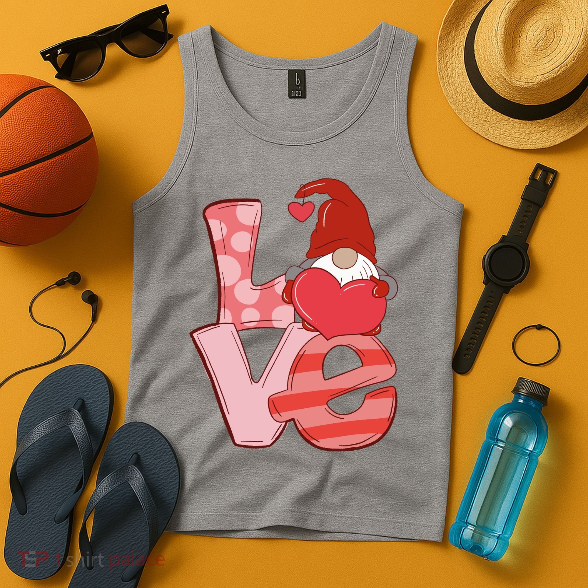 Love Gnome Valentines Day Cute Gift Tank Top