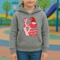 Love Gnome Valentines Day Cute Gift Kids Hoodie thumb 3