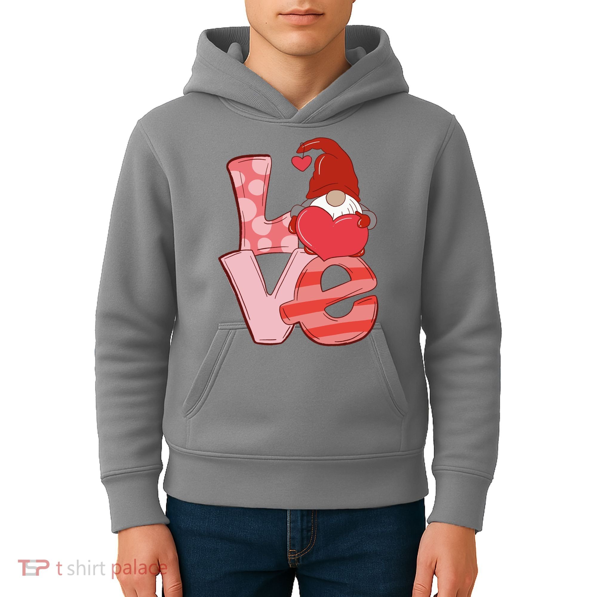 Love Gnome Valentines Day Cute Gift Kids Hoodie