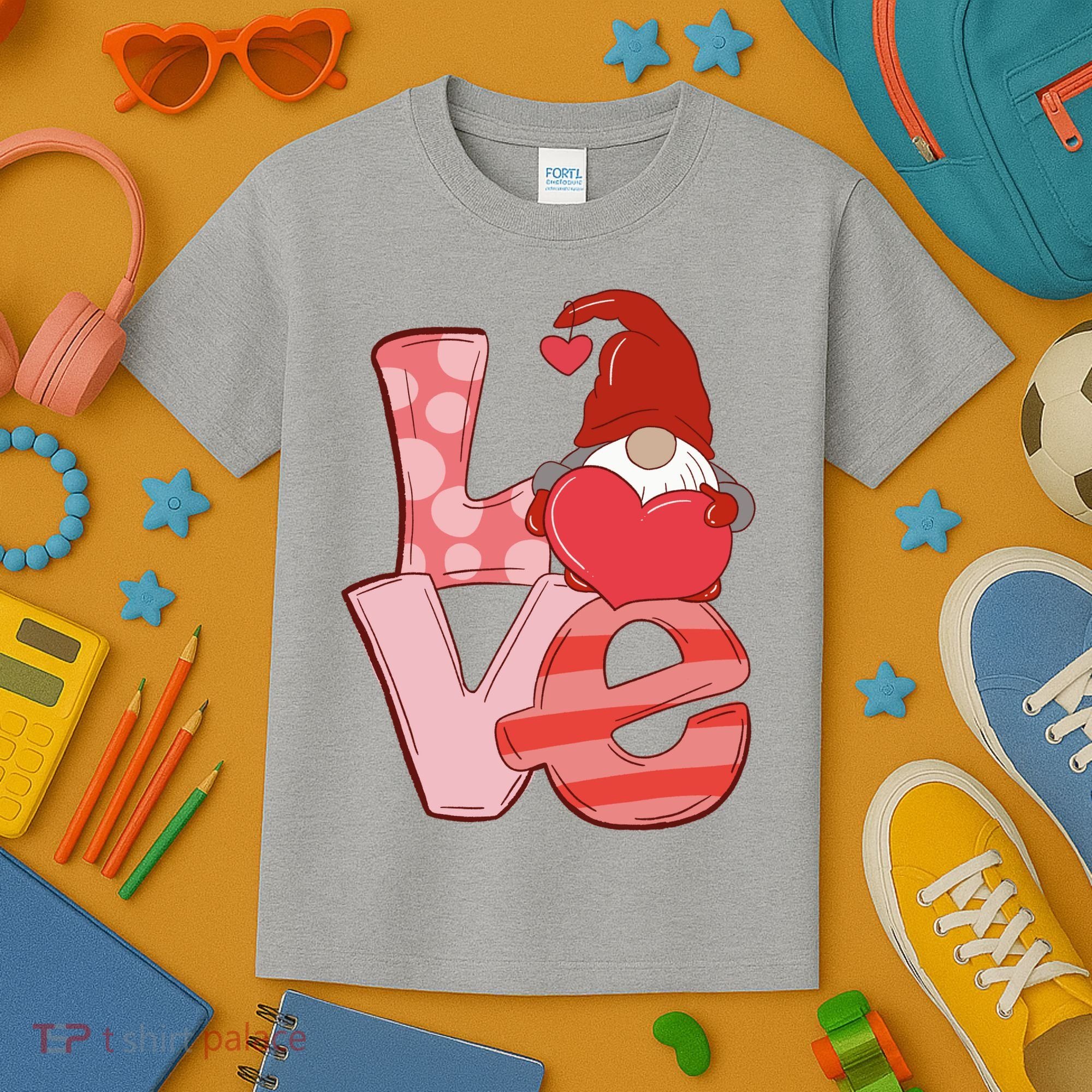 Love Gnome Valentines Day Cute Gift Kids T-Shirt