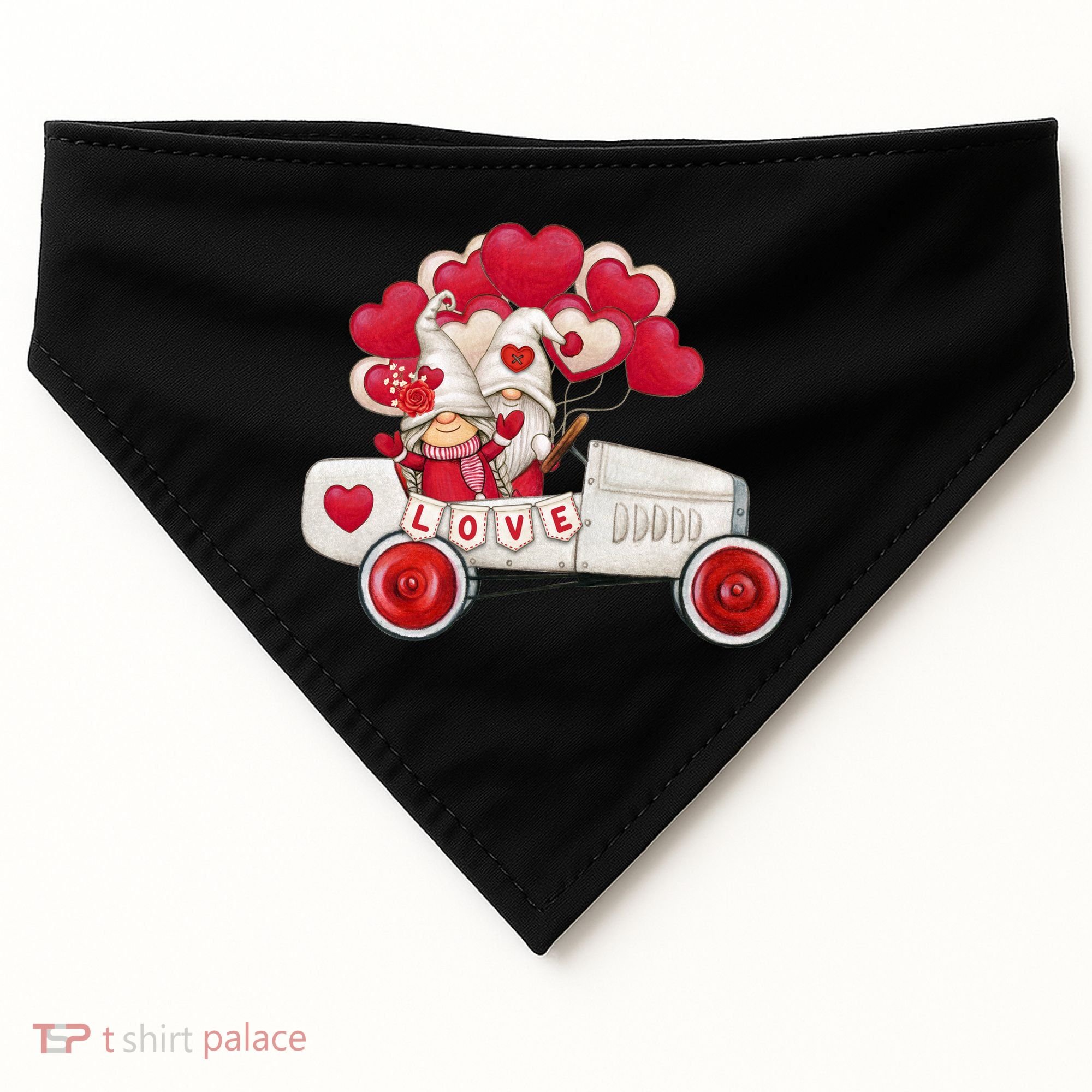 Love Gnome Valentines Day Heart USA-Made Doggie Bandana