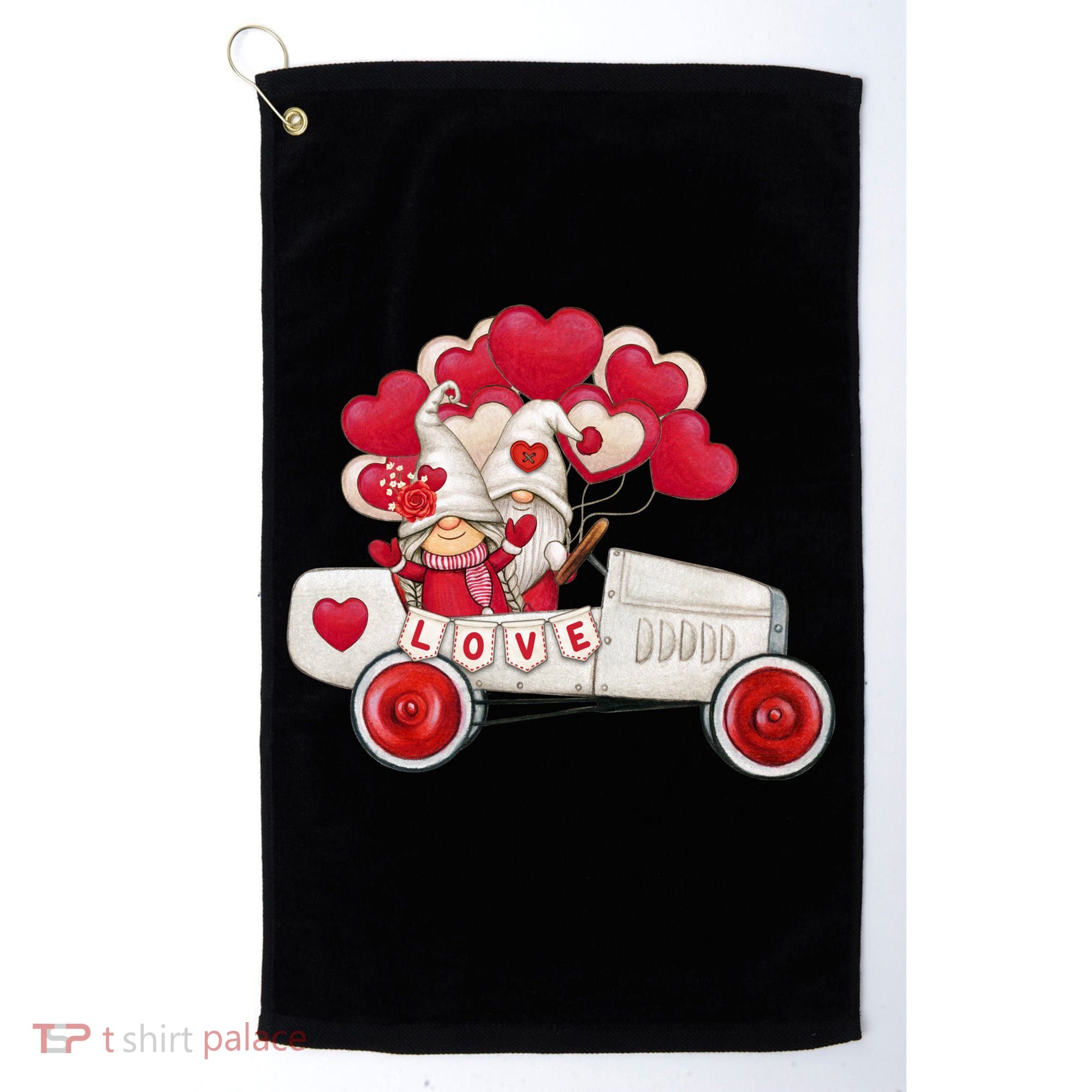Love Gnome Valentines Day Heart Golf Towel