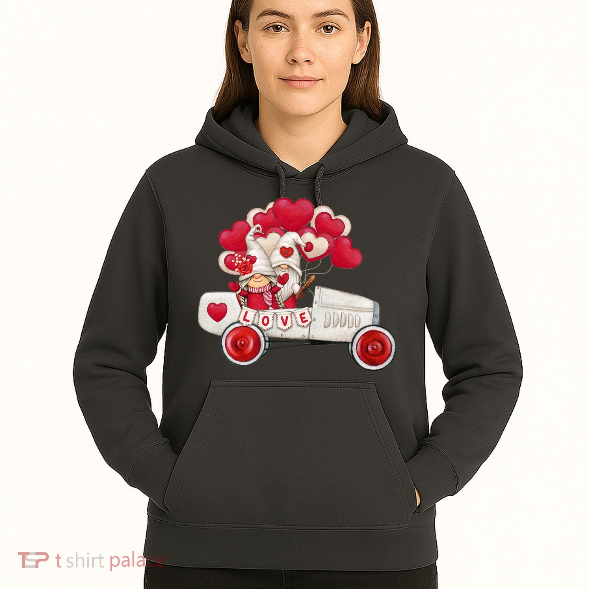 Love Gnome Valentines Day Heart Hoodie
