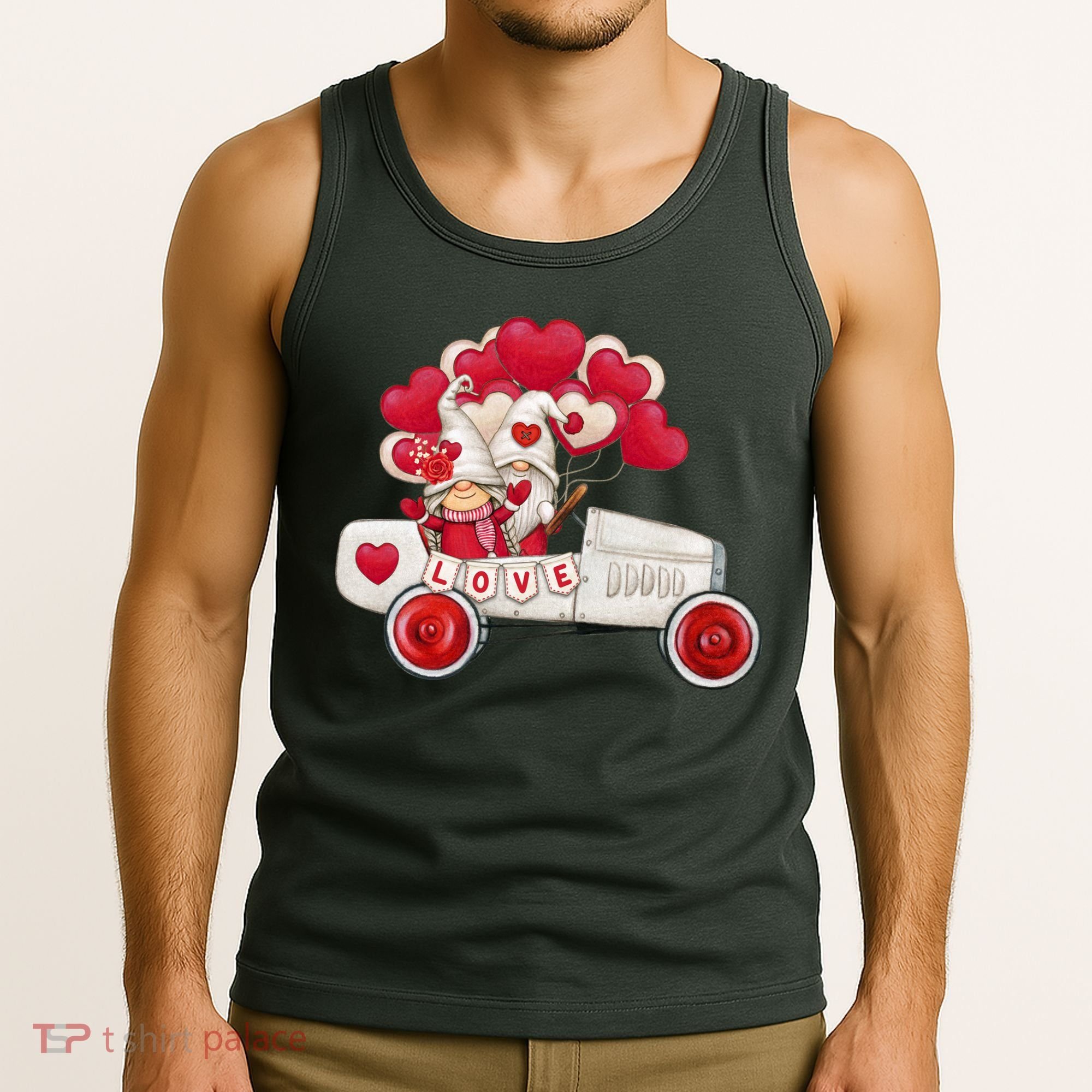 Love Gnome Valentines Day Heart Tank Top
