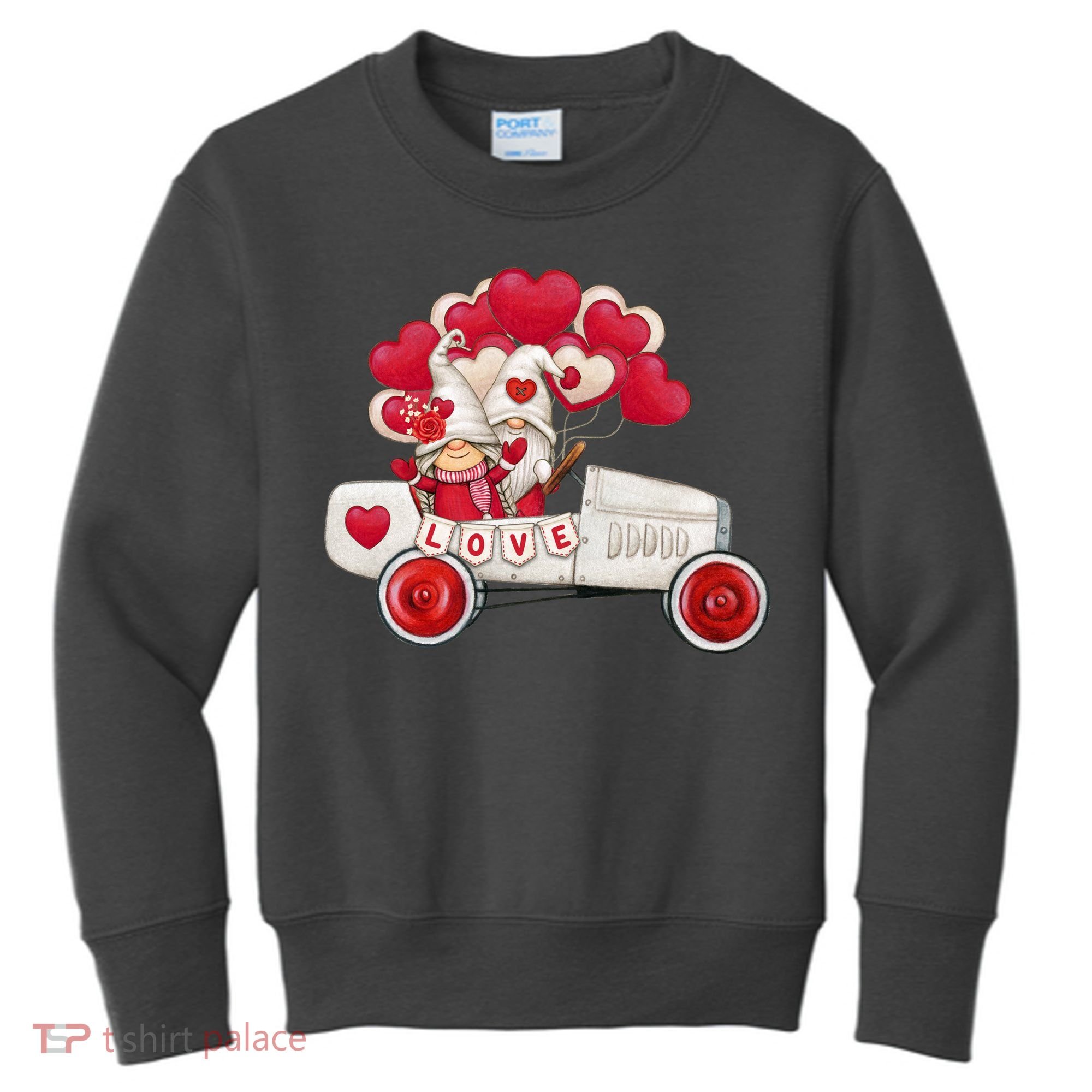 Love Gnome Valentines Day Heart Kids Sweatshirt