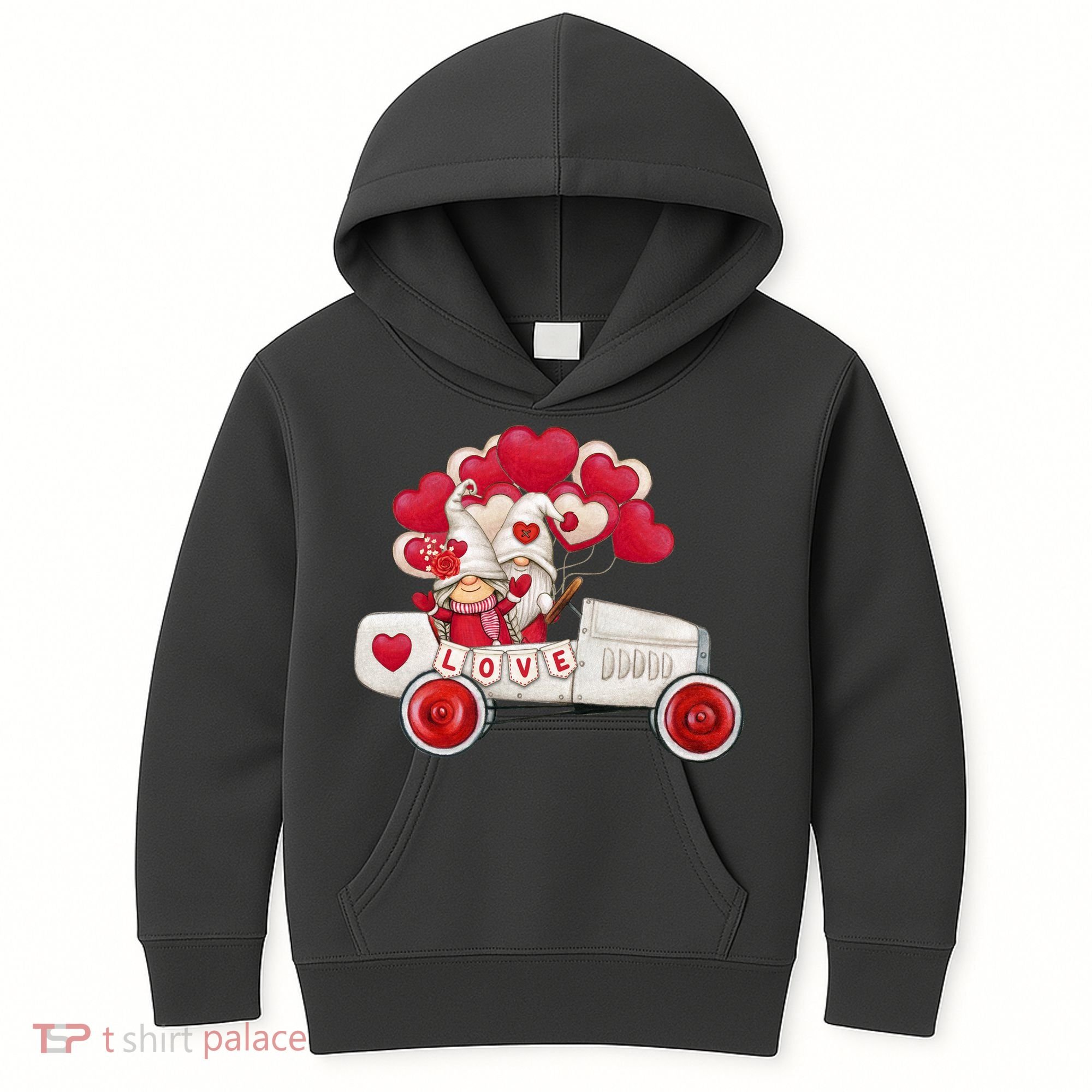 Love Gnome Valentines Day Heart Kids Hoodie