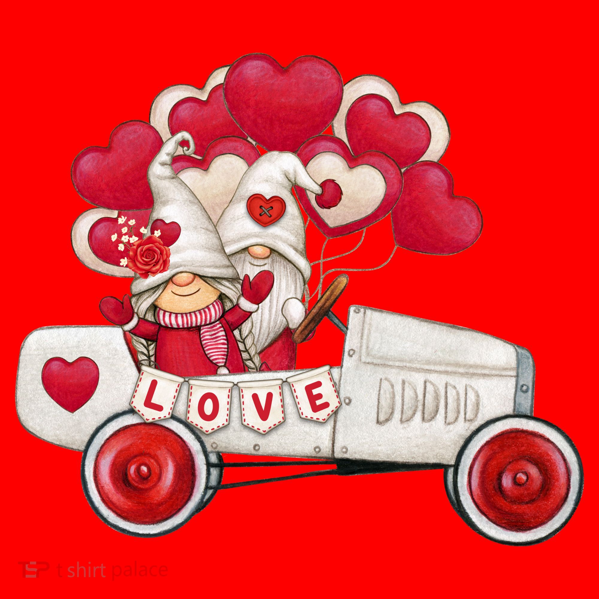 Love Gnome Valentines Day Heart Santa Hat