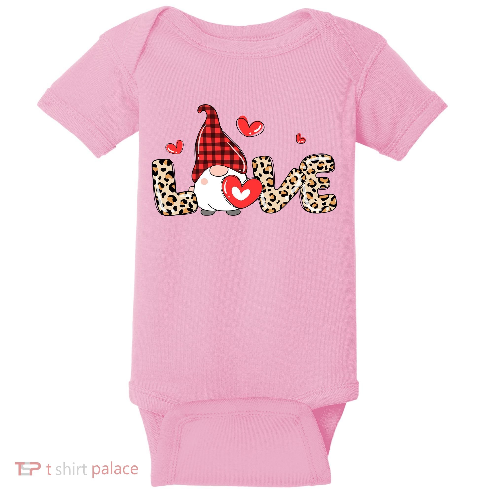 Love Gnome Valentine Heart Baby Bodysuit