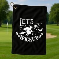 Lets Get Wicked Halloween Witch Funny Golf Towel thumb 1