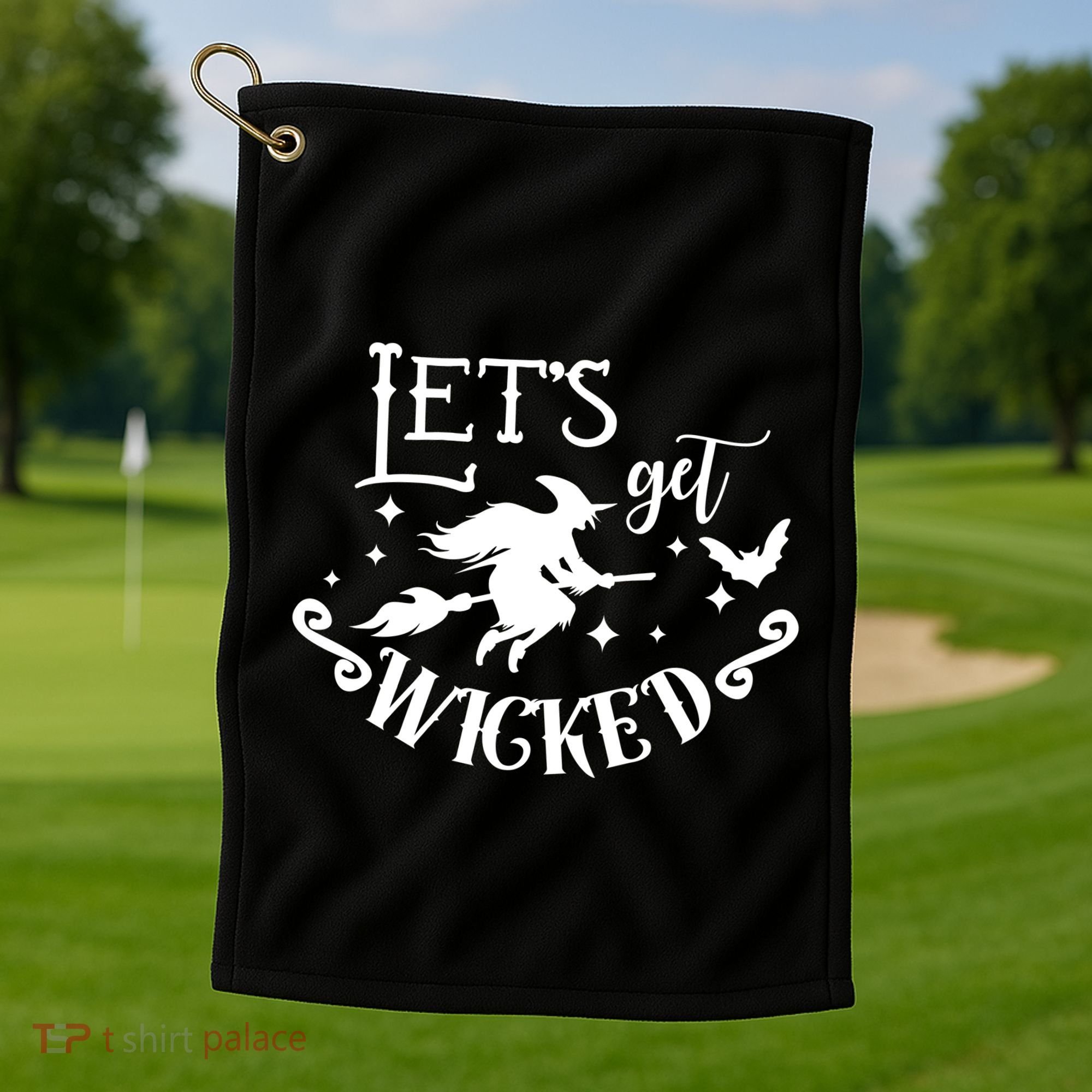 Lets Get Wicked Halloween Witch Funny Golf Towel