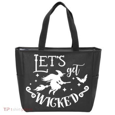 Lets Get Wicked Halloween Witch Funny Tote Bag