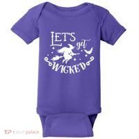 Lets Get Wicked Halloween Witch Funny Baby Bodysuit thumb 0