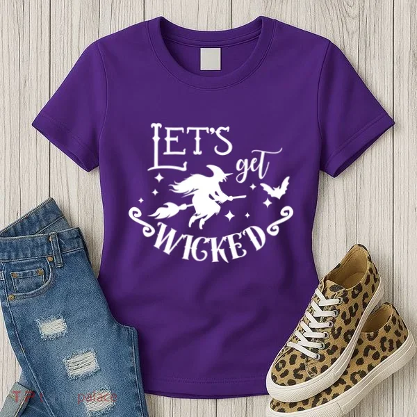 Lets Get Wicked Halloween Witch Funny Women's T-Shirt