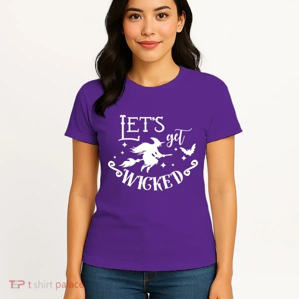 Lets Get Wicked Halloween Witch Funny Women's T-Shirt