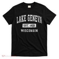 Lake Geneva Wisconsin Wi Vintage Established Sports T-Shirt thumb 0