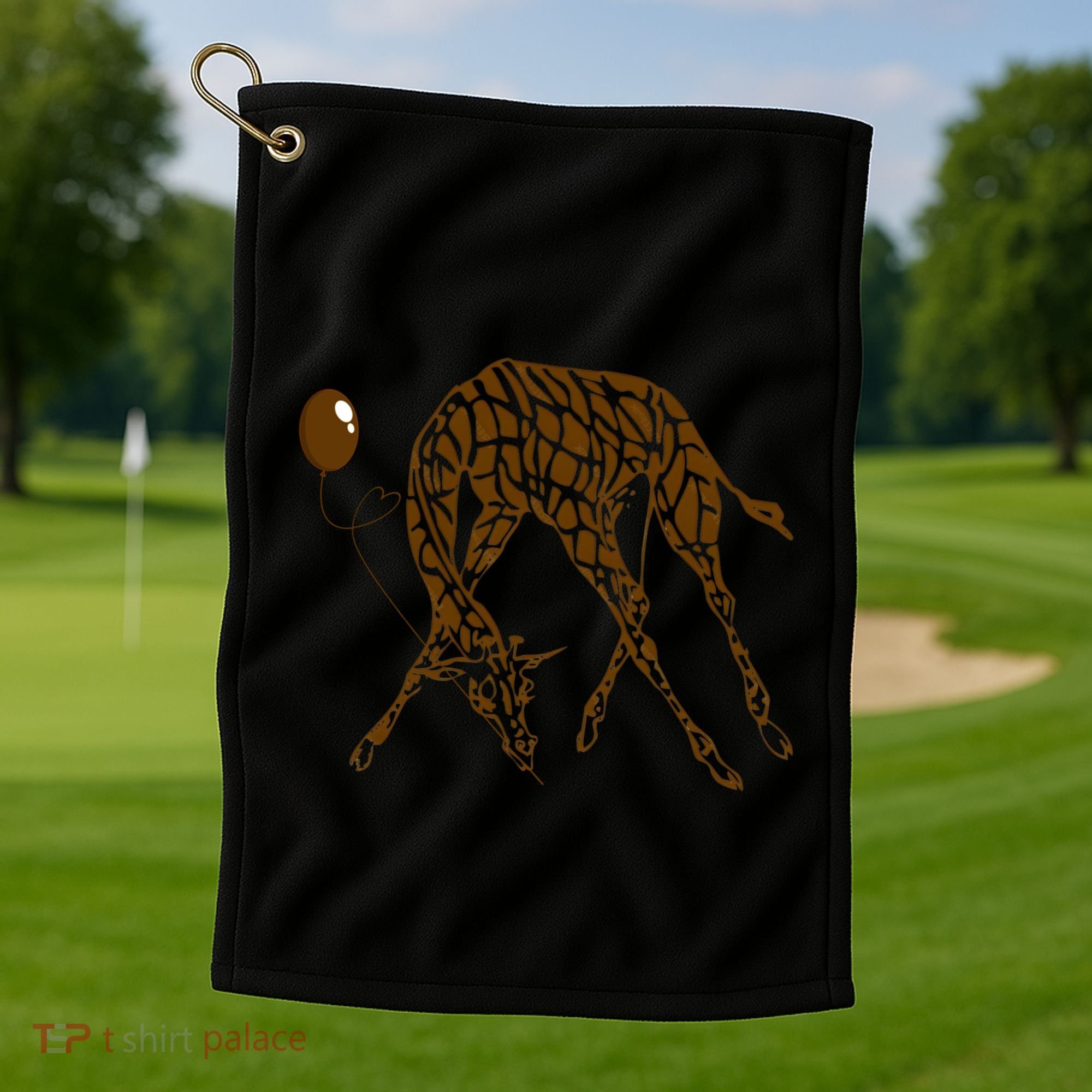 Love Giraffe Wildlife Balloon Wild Animal Gift Golf Towel
