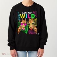 LetS Get Wild Zoo Animals Safari Party Giraffe With Glasses Women's Sweatshirt thumb 0