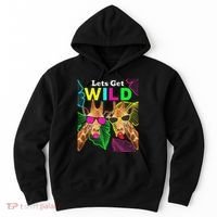 LetS Get Wild Zoo Animals Safari Party Giraffe With Glasses Hoodie thumb 0