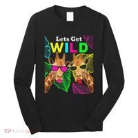 LetS Get Wild Zoo Animals Safari Party Giraffe With Glasses Long Sleeve Shirt thumb 0