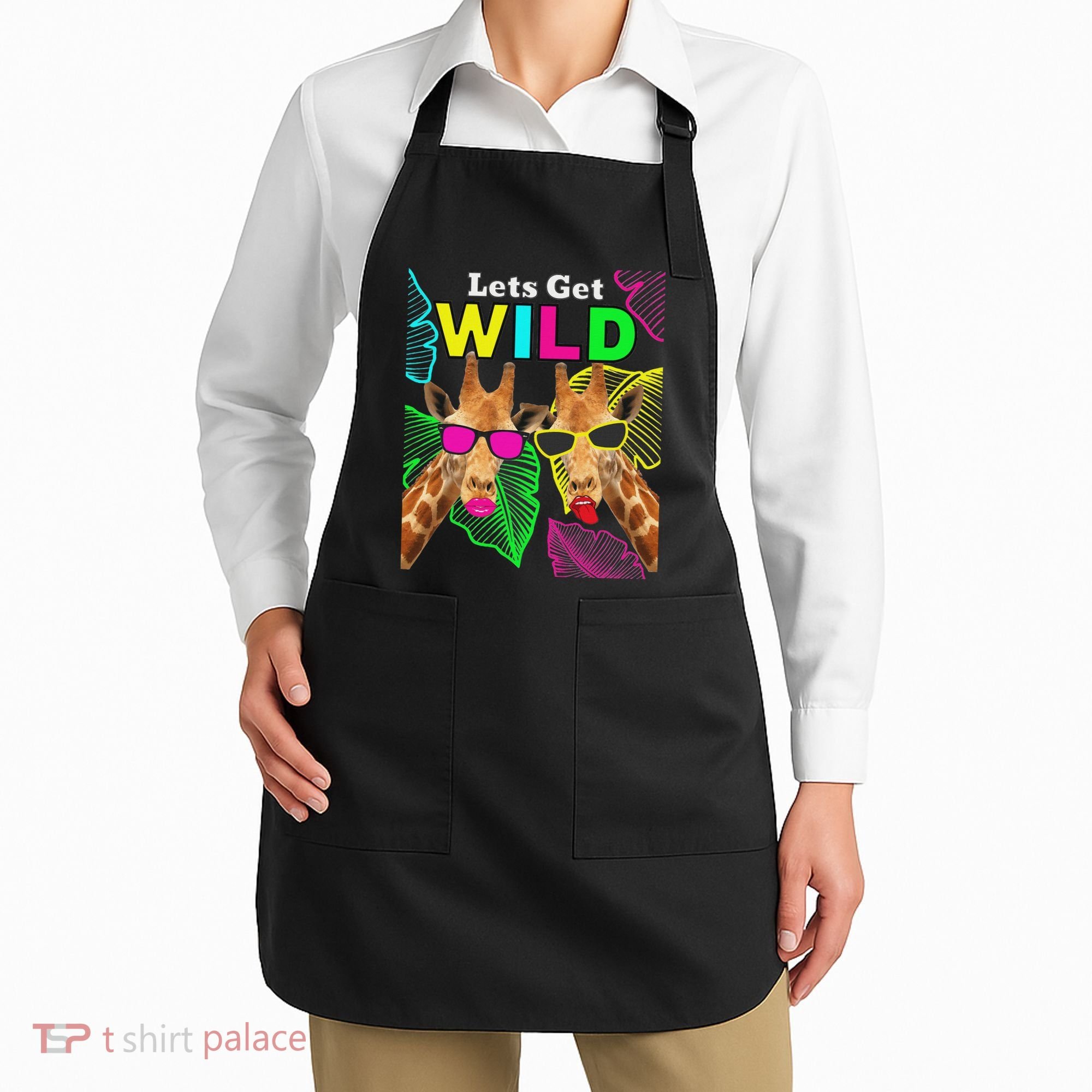 LetS Get Wild Zoo Animals Safari Party Giraffe With Glasses Apron