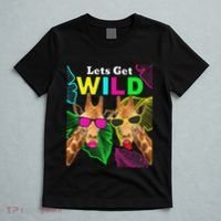 LetS Get Wild Zoo Animals Safari Party Giraffe With Glasses T-Shirt thumb 5