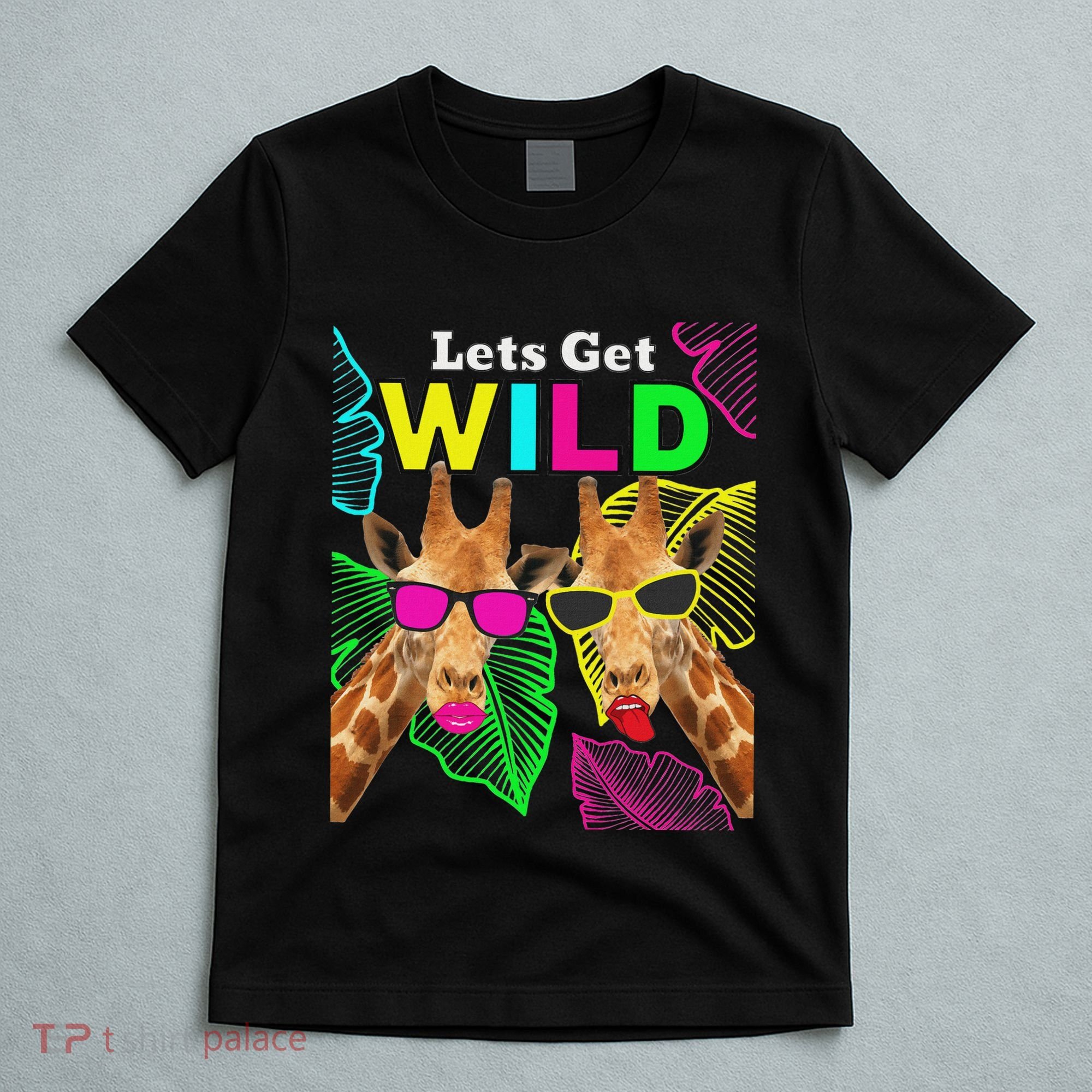 LetS Get Wild Zoo Animals Safari Party Giraffe With Glasses T-Shirt