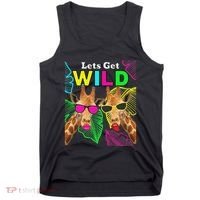 LetS Get Wild Zoo Animals Safari Party Giraffe With Glasses Tank Top thumb 0