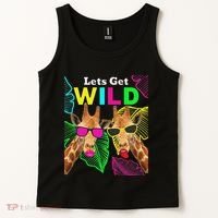 LetS Get Wild Zoo Animals Safari Party Giraffe With Glasses Tank Top thumb 2