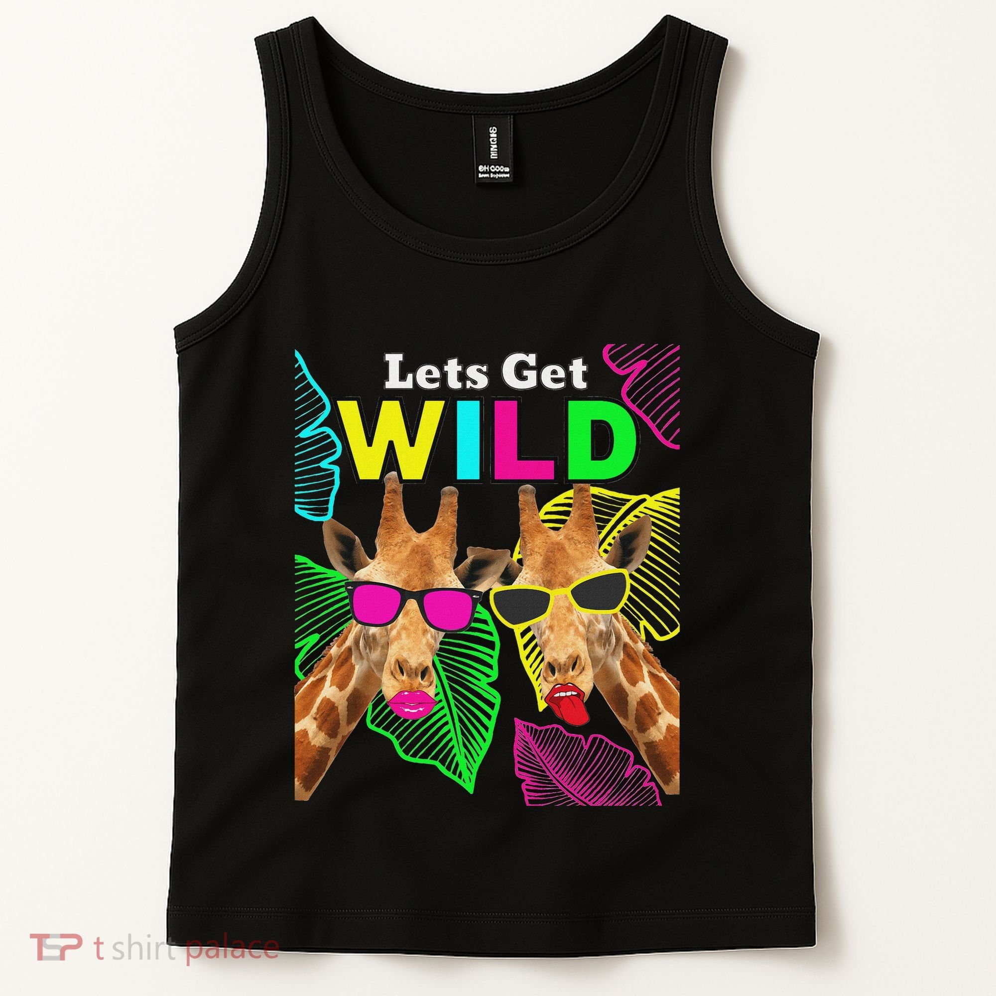 LetS Get Wild Zoo Animals Safari Party Giraffe With Glasses Tank Top