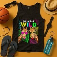 LetS Get Wild Zoo Animals Safari Party Giraffe With Glasses Tank Top thumb 4