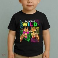 LetS Get Wild Zoo Animals Safari Party Giraffe With Glasses Toddler T-Shirt thumb 2