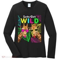 LetS Get Wild Zoo Animals Safari Party Giraffe With Glasses Women's Long Sleeve Shirt thumb 0