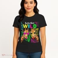 LetS Get Wild Zoo Animals Safari Party Giraffe With Glasses Women's T-Shirt thumb 4