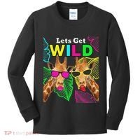 LetS Get Wild Zoo Animals Safari Party Giraffe With Glasses Kids Long Sleeve Shirt thumb 0