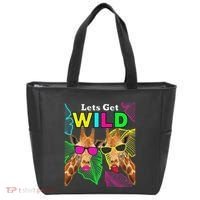 LetS Get Wild Zoo Animals Safari Party Giraffe With Glasses Tote Bag thumb 0