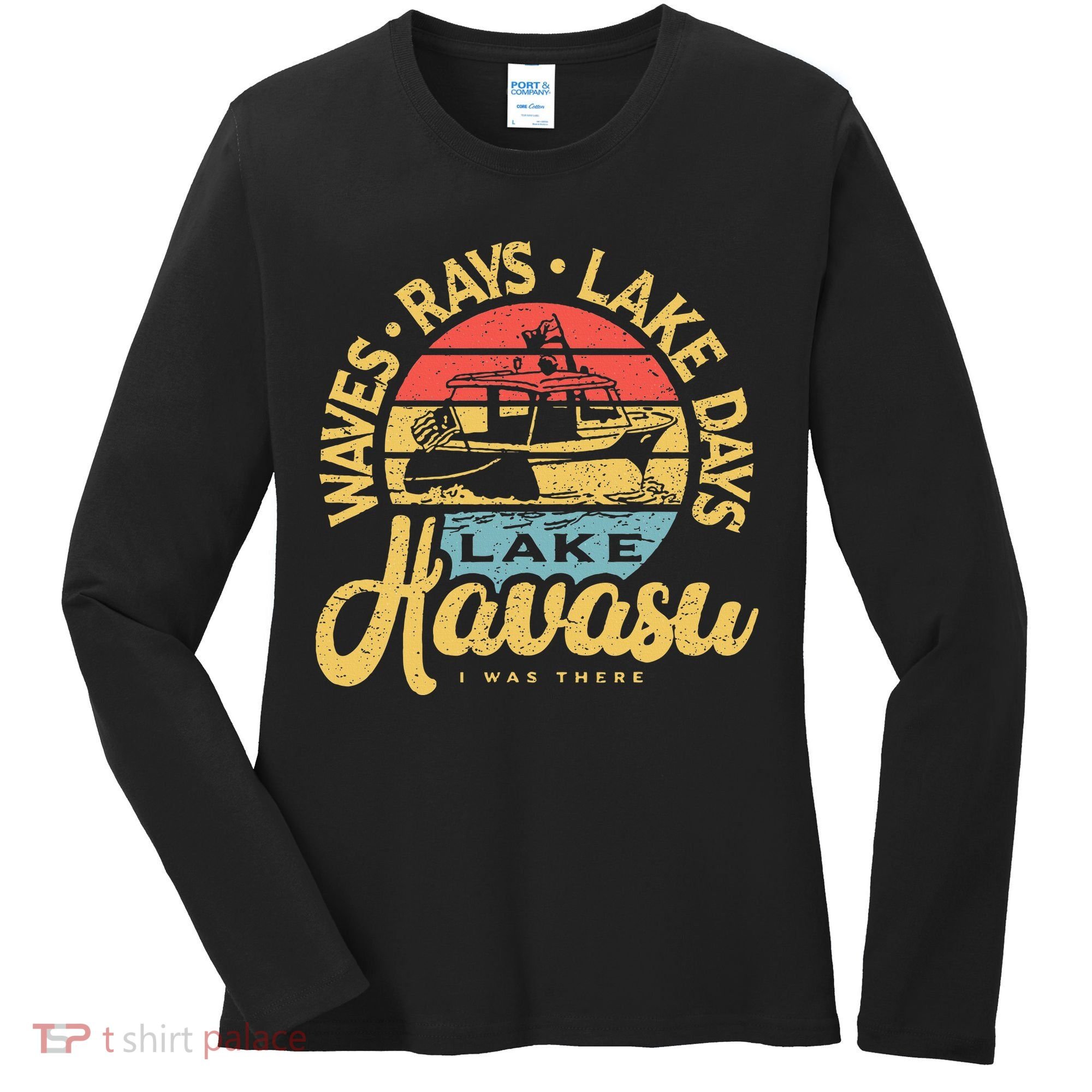 Lake Havasu Arizona Boat Sandbar Party Summer Vacation Women's Long Sleeve Shirt