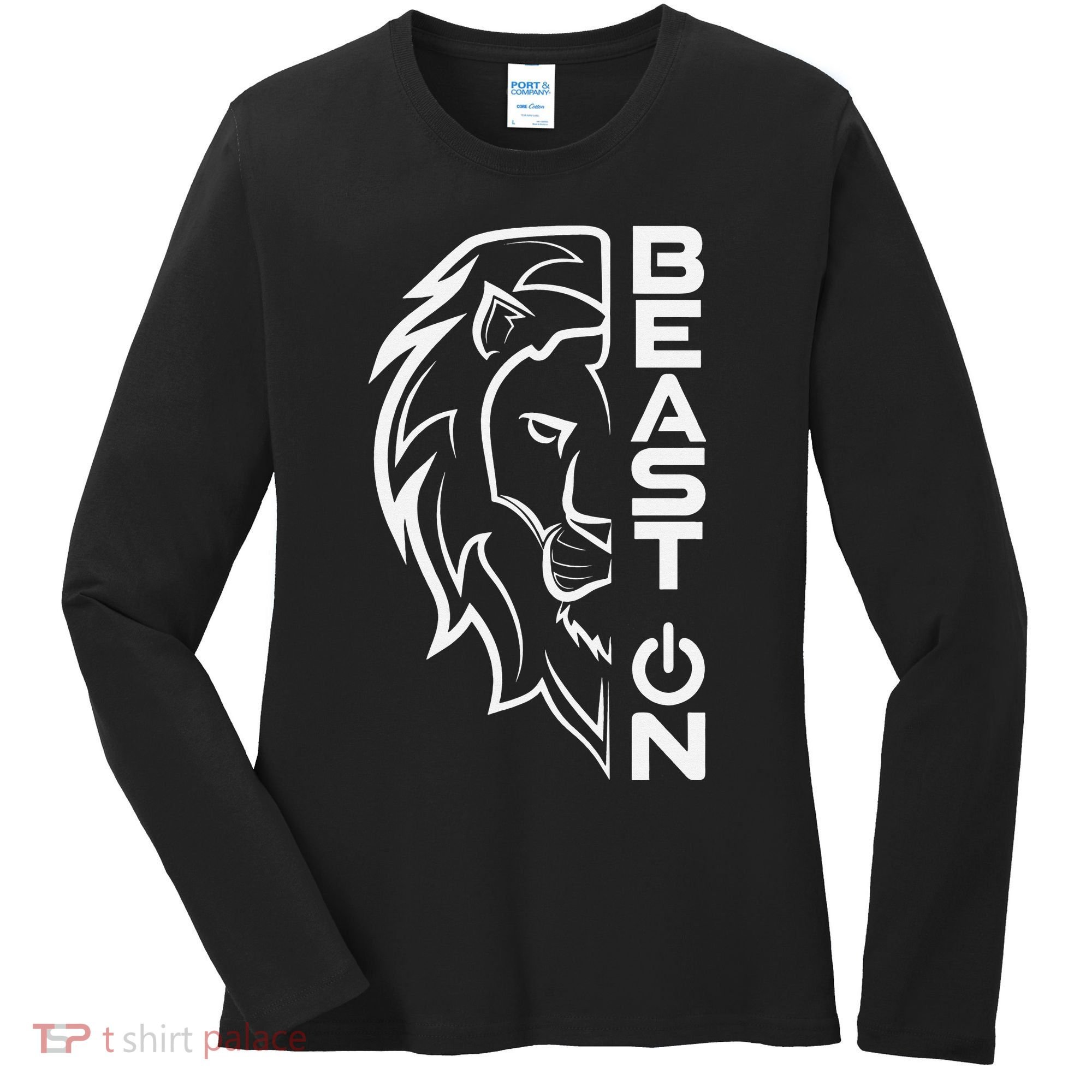 Lion Head Beast On Gym Workout Bodybuilding Fitness Training  Women's Long Sleeve Shirt