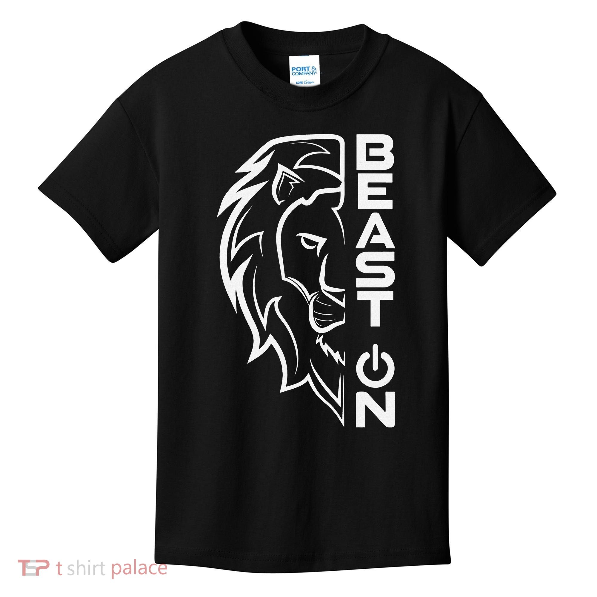 Lion Head Beast On Gym Workout Bodybuilding Fitness Training  Kids T-Shirt