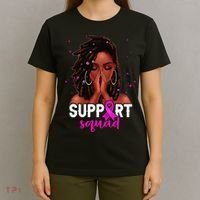 Loc'd Hair Black Woman Support Squad Breast Cancer Awareness T-Shirt thumb 4