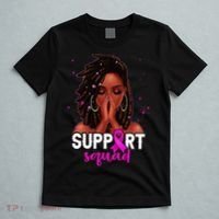 Loc'd Hair Black Woman Support Squad Breast Cancer Awareness T-Shirt thumb 5